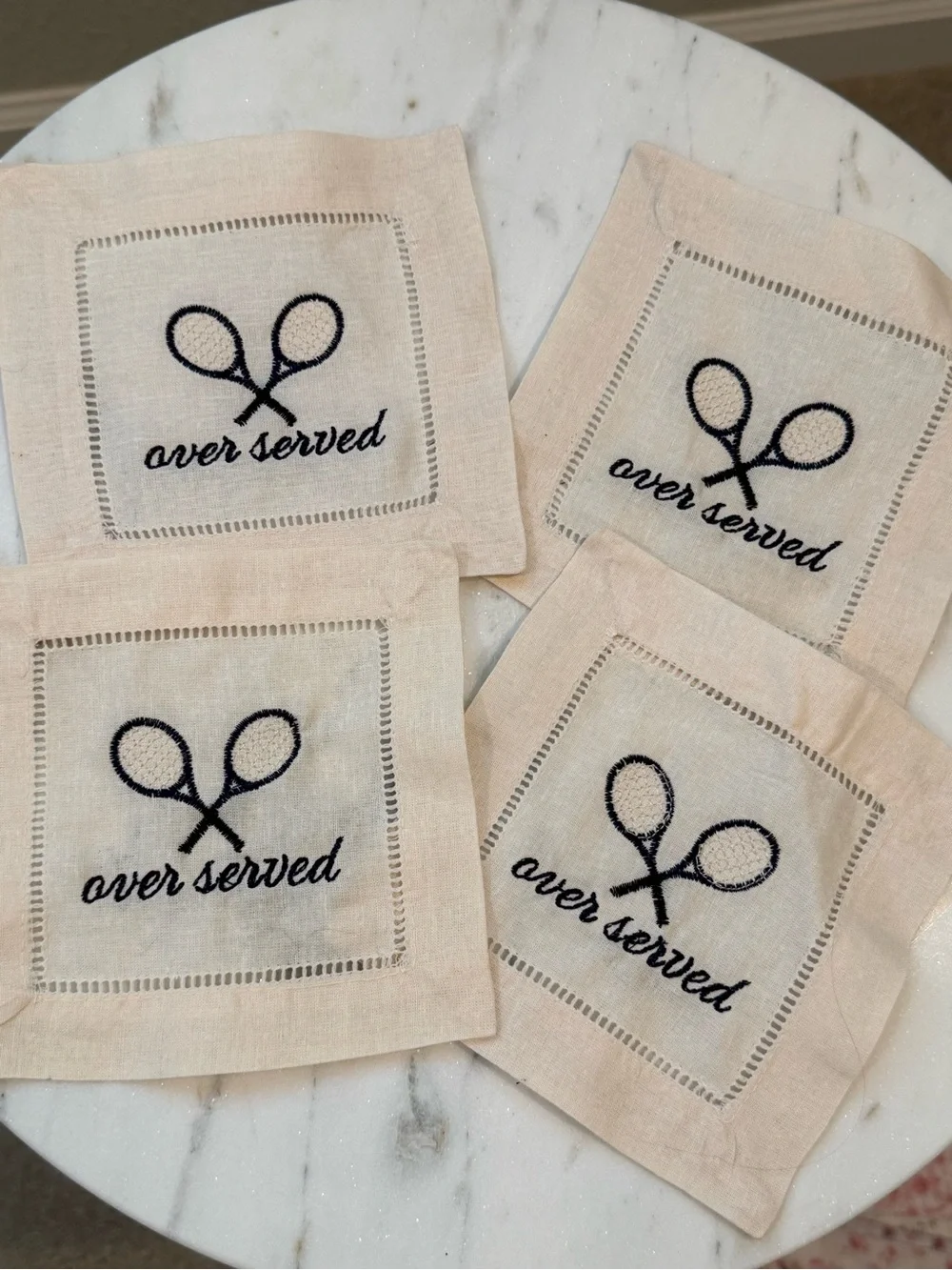 Over Served Linen Coaster Napkins